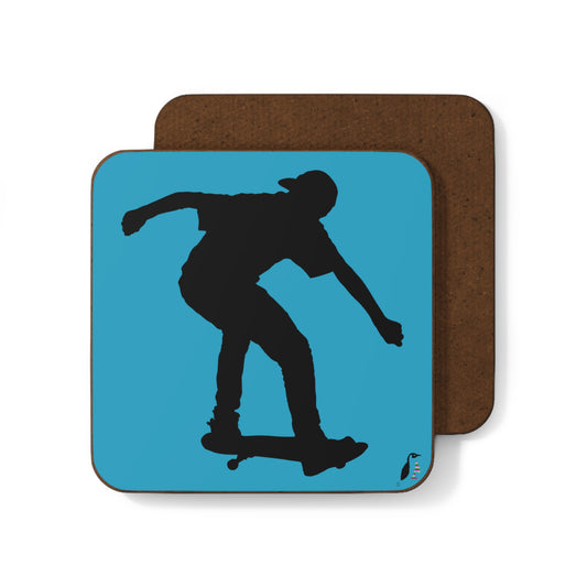 Hardboard Back Coaster: Skateboarding Turquoise