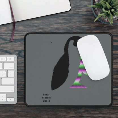 Gaming Mouse Pad: Crazy Penguin World Logo Dark Grey