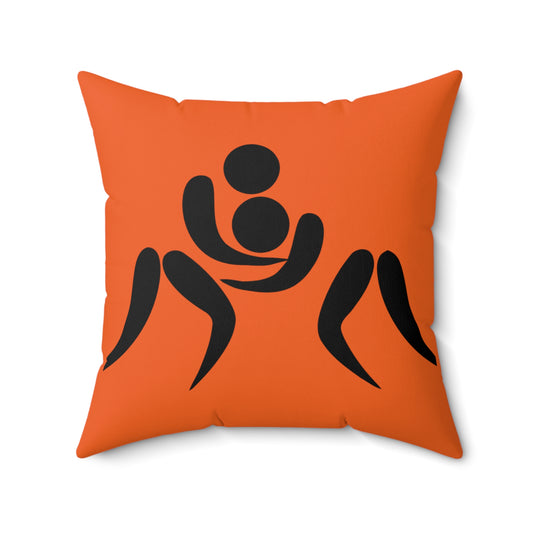 Spun Polyester Square Pillow: Wrestling Orange
