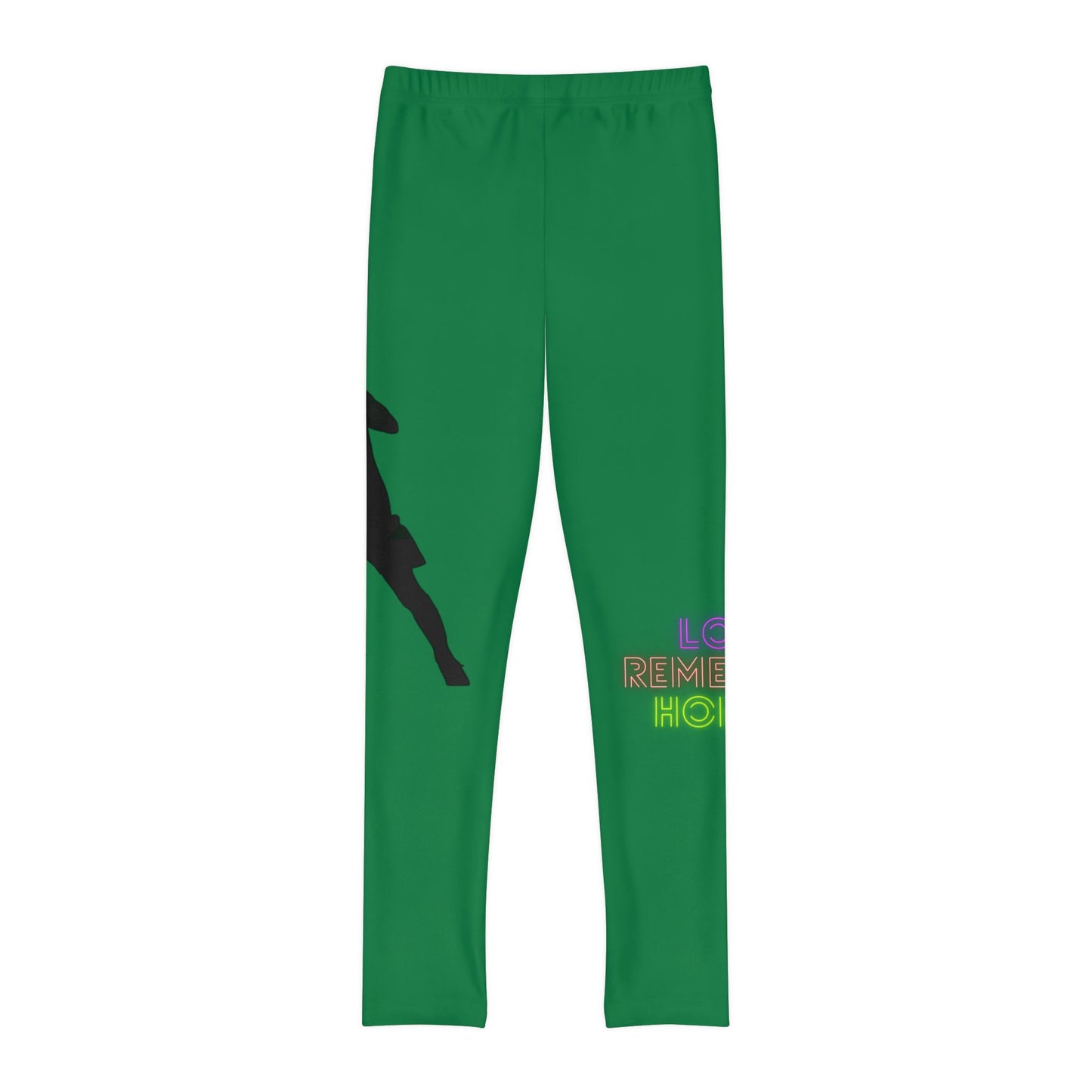 Youth Full-Length Leggings: Soccer Dark Green