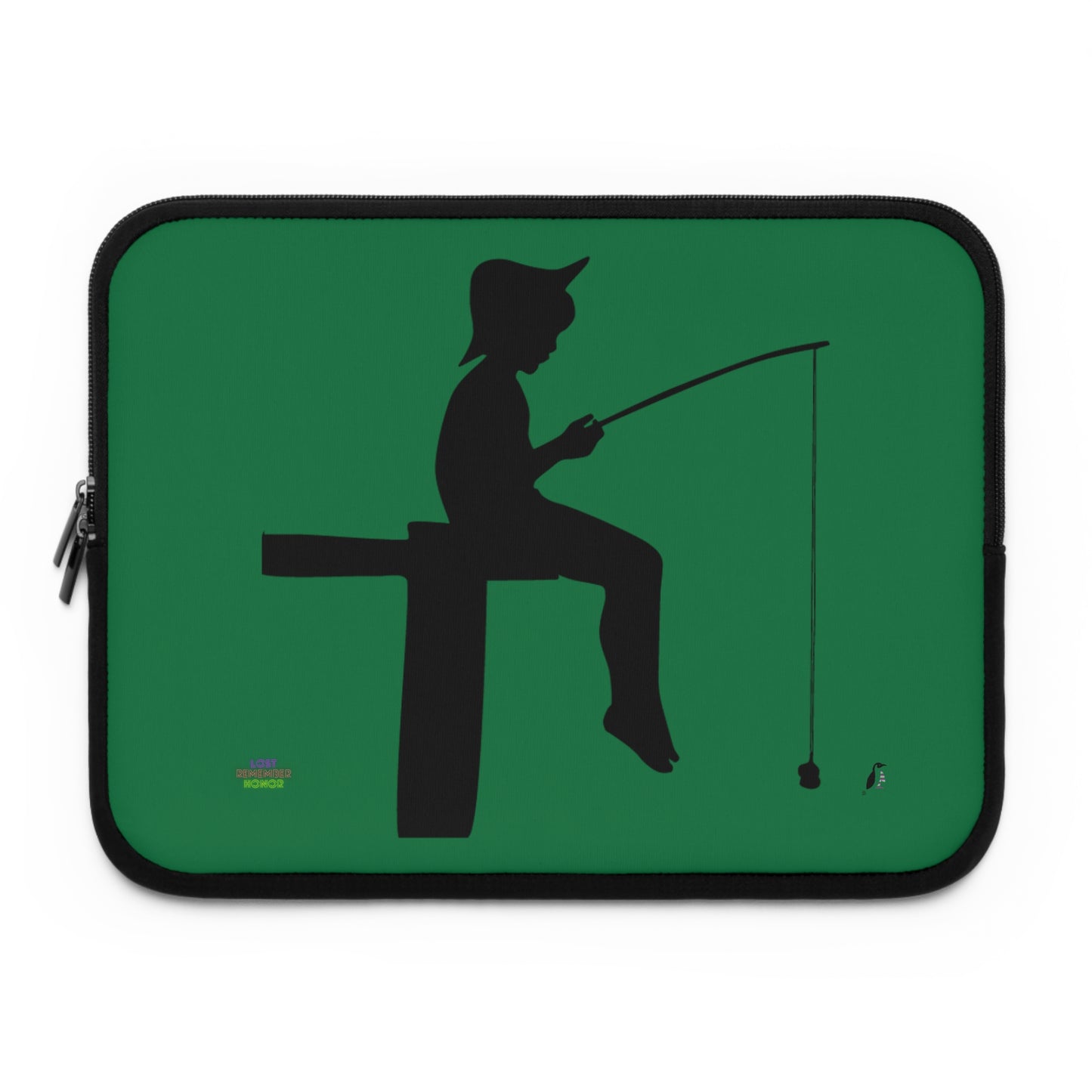 Laptop Sleeve: Fishing Dark Green