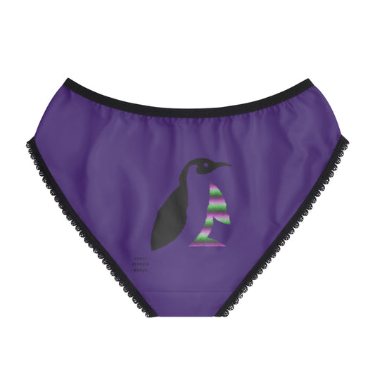 Women's Briefs: Crazy Penguin World Logo Purple