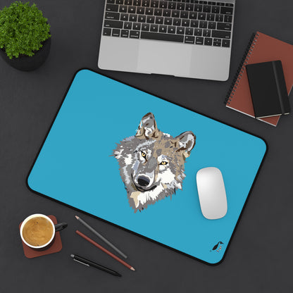 Desk Mat: Wolves Turquoise