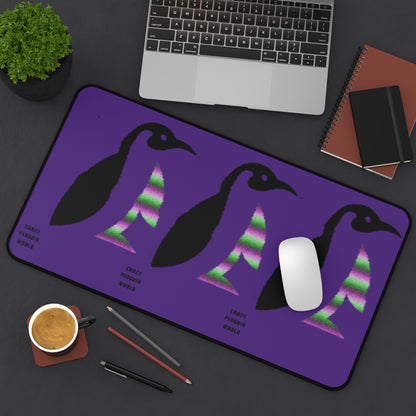 Desk Mat: Crazy Penguin World Logo Purple