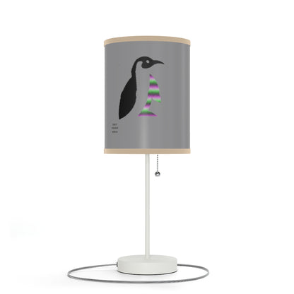 Lamp on a Stand, US|CA plug: Crazy Penguin World Logo Grey