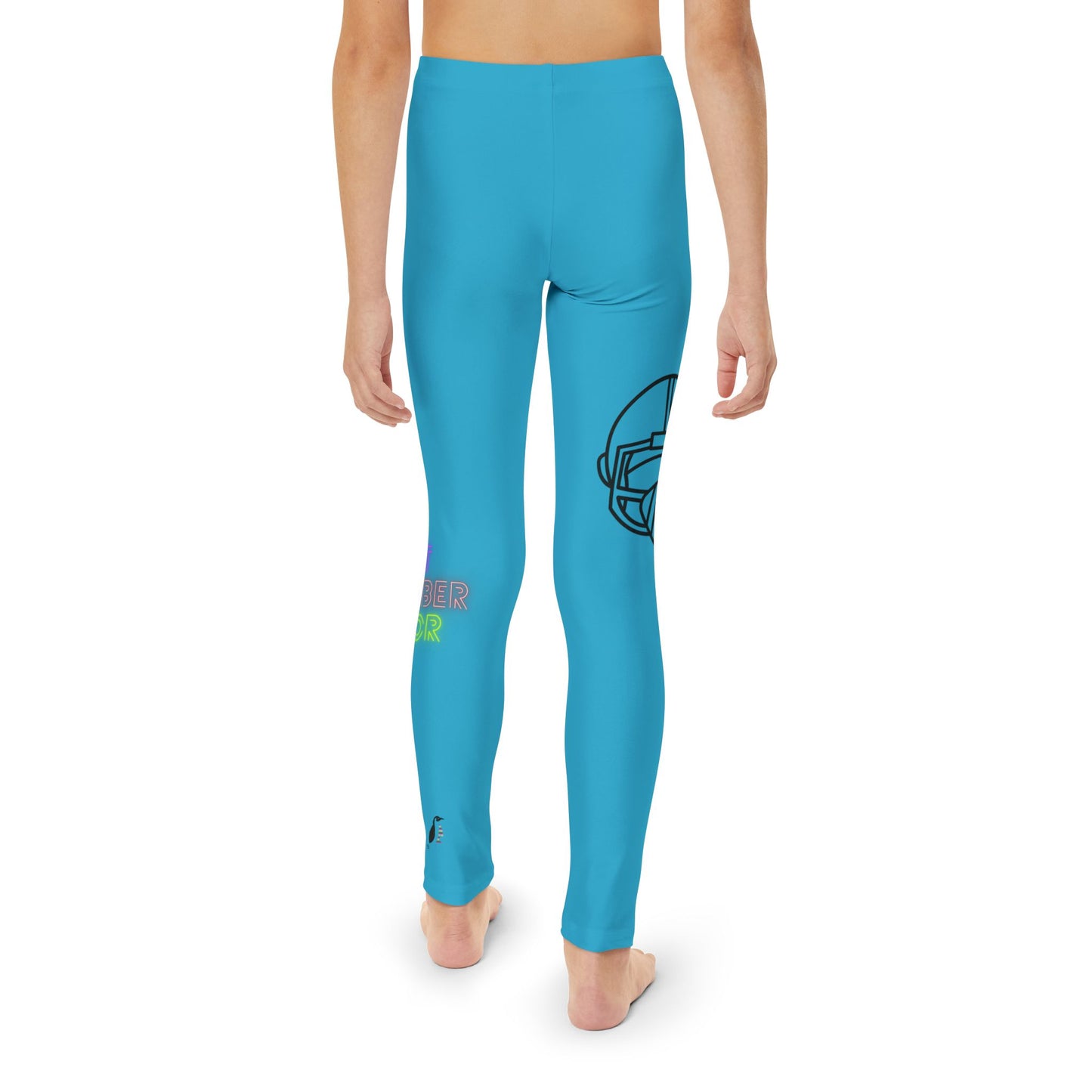 Youth Full-Length Leggings: Football Turquoise