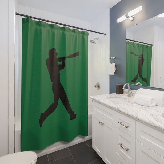 Shower Curtains: #1 Baseball Dark Green