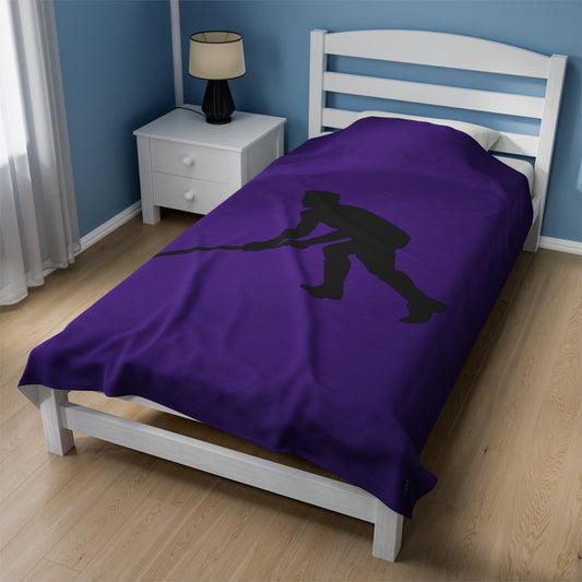 Velveteen Plush Blanket: Hockey Purple