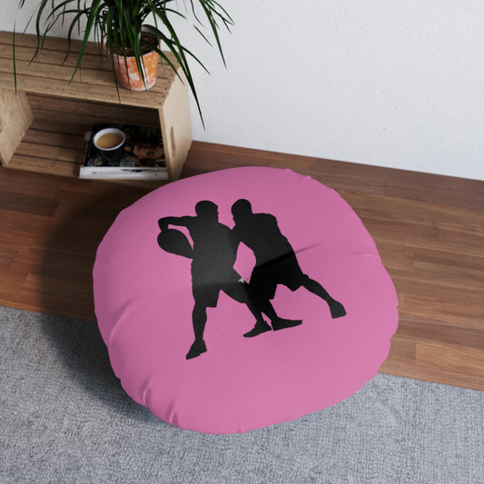 Tufted Floor Pillow, Round: Basketball Lite Pink