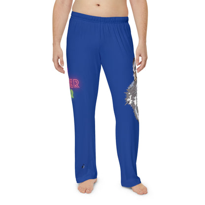 Men's Pajama Pants: Wolves Dark Blue