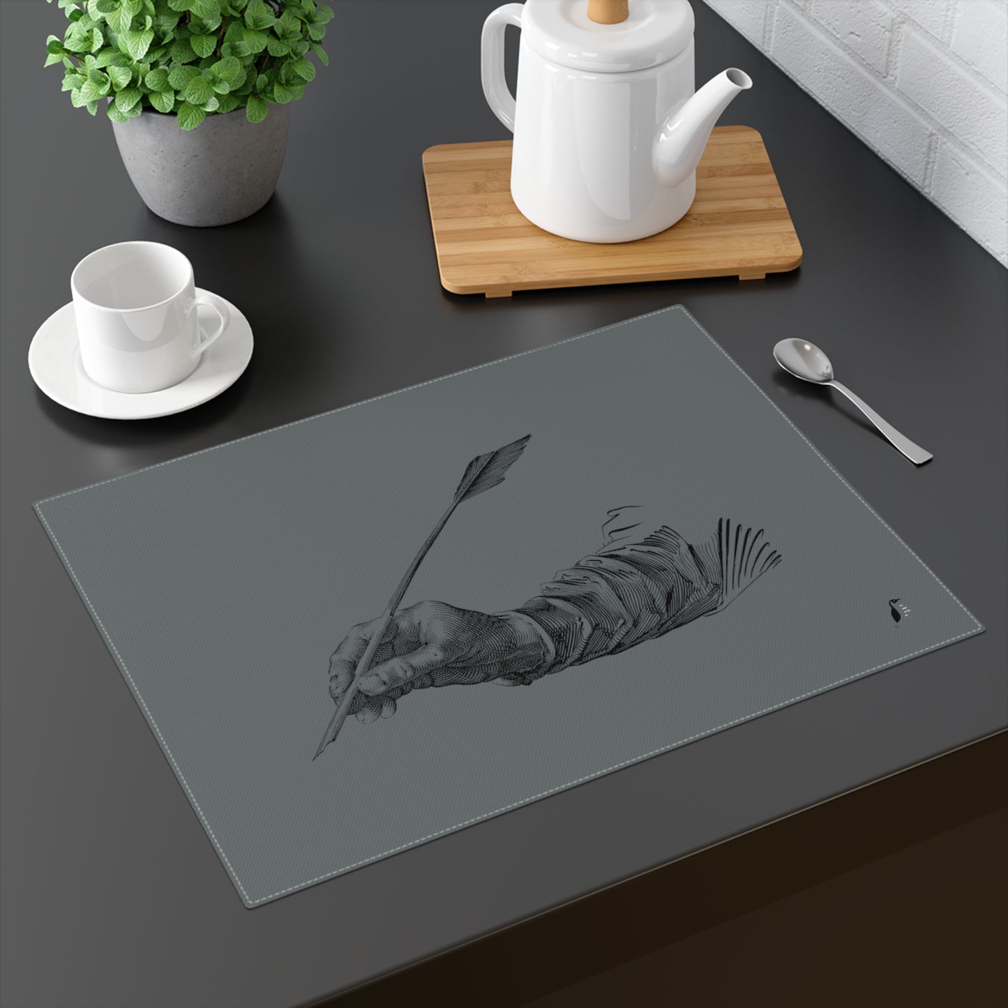 Placemat, 1pc: Writing Dark Grey