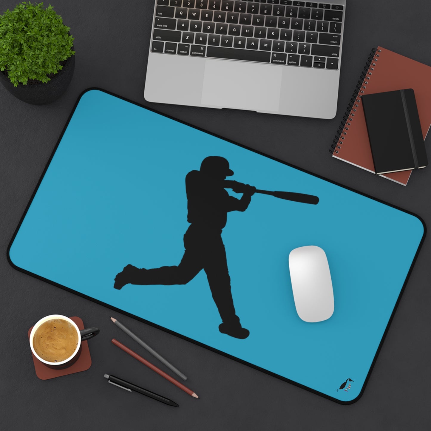 Desk Mat: Baseball Turquoise