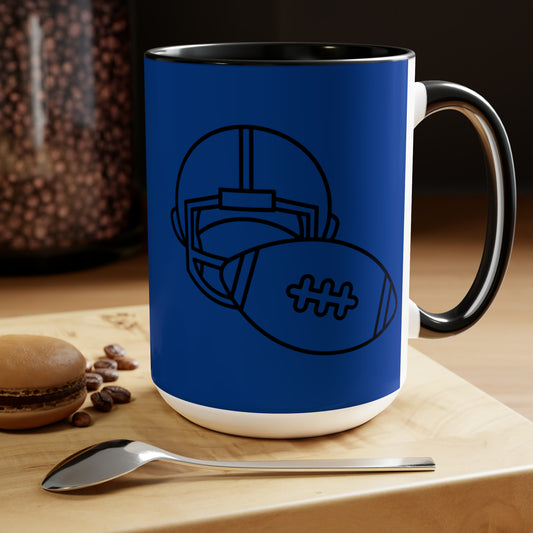Two-Tone Coffee Mugs, 15oz: Football Dark Blue