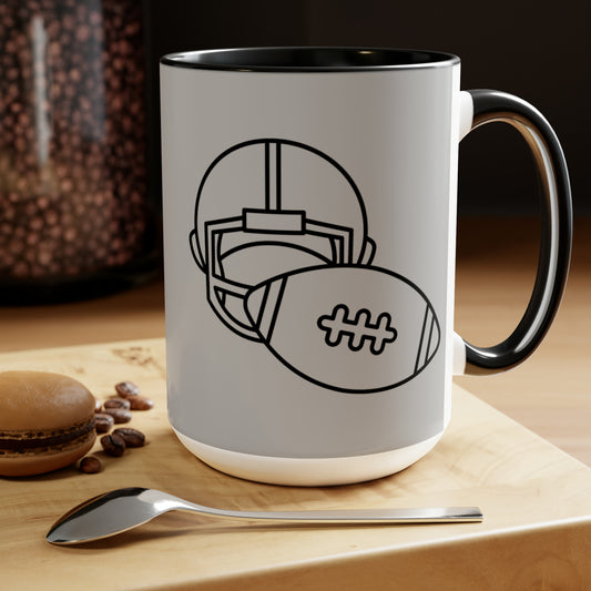 Two-Tone Coffee Mugs, 15oz: Football Lite Grey