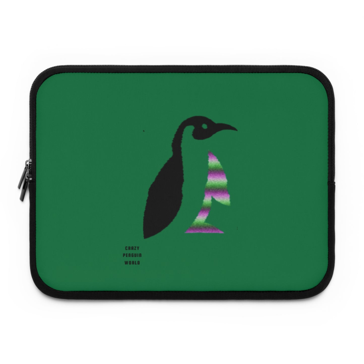 Laptop Sleeve: Crazy Penguin World Logo Dark Green