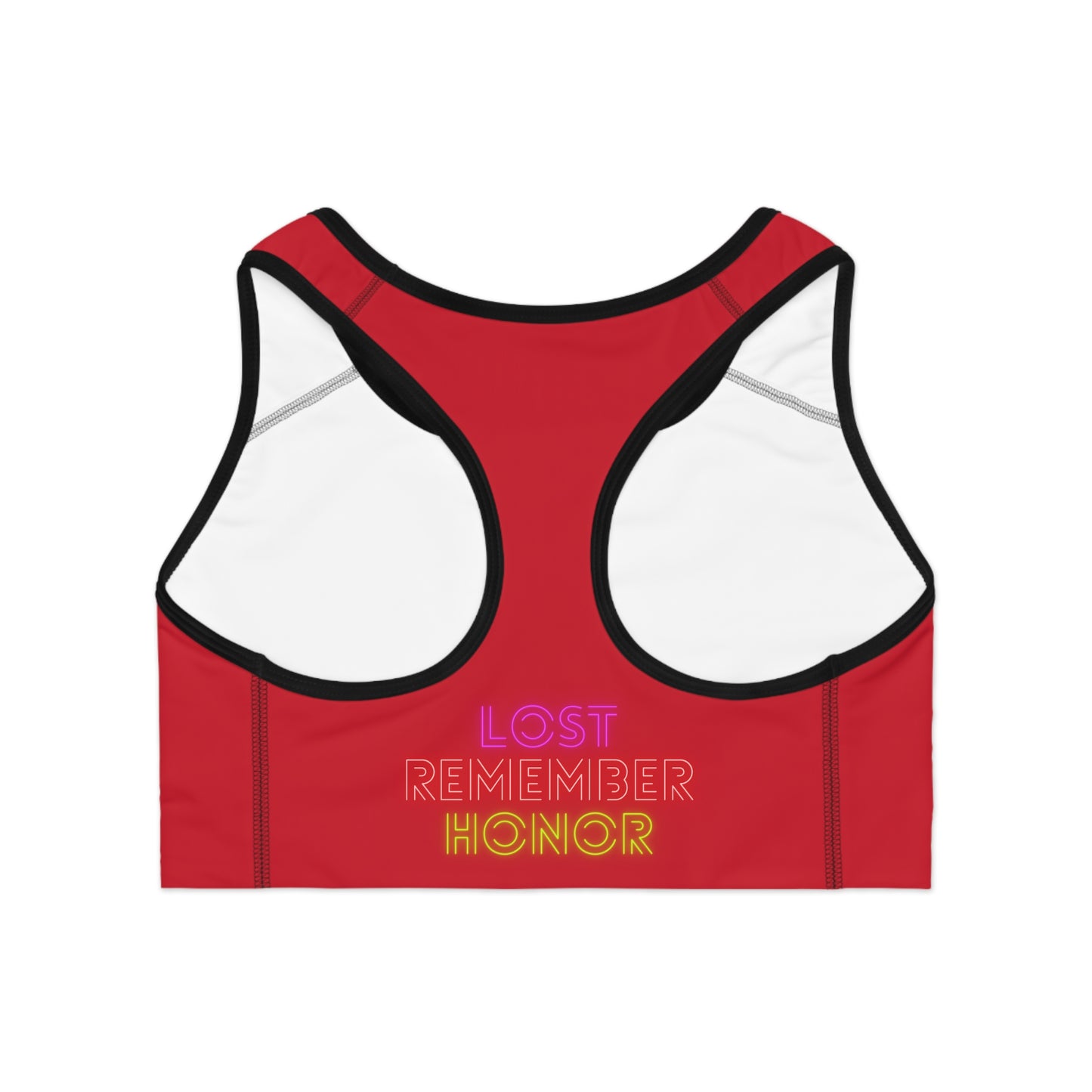 Sports Bra: Crazy Penguin World Logo Dark Red