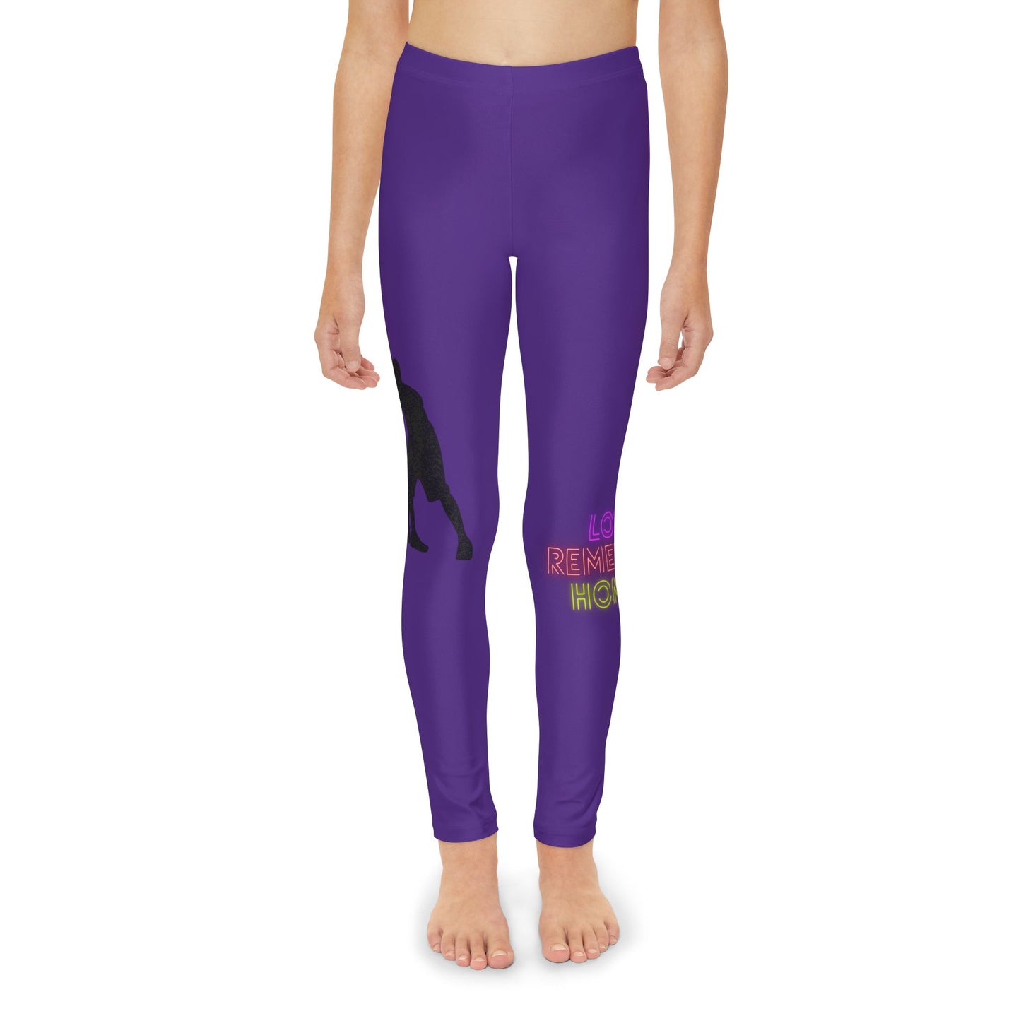 Youth Full-Length Leggings: Basketball Purple