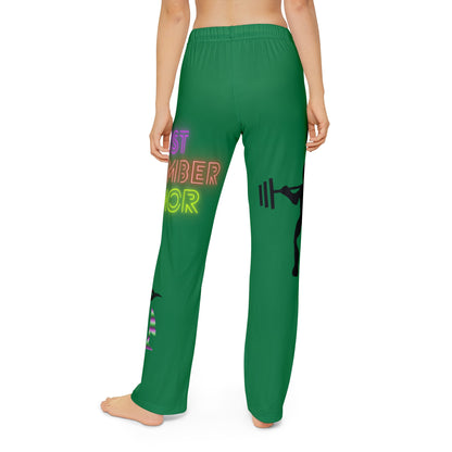 Kids Pajama Pants: Weightlifting Dark Green