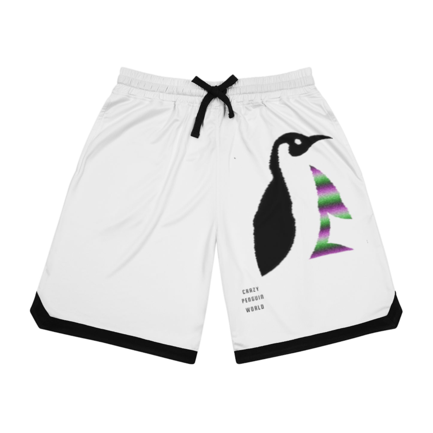 Basketball Rib Shorts: Crazy Penguin World Logo White