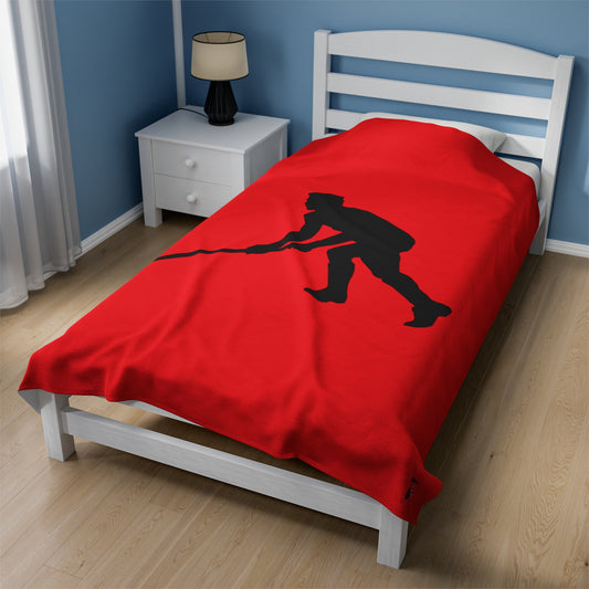 Velveteen Plush Blanket: Hockey Red