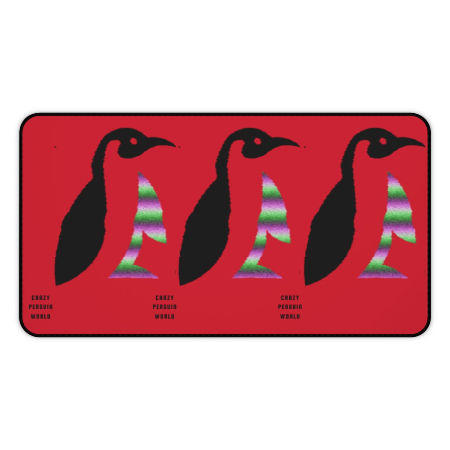 Desk Mat: Crazy Penguin World Logo Dark Red