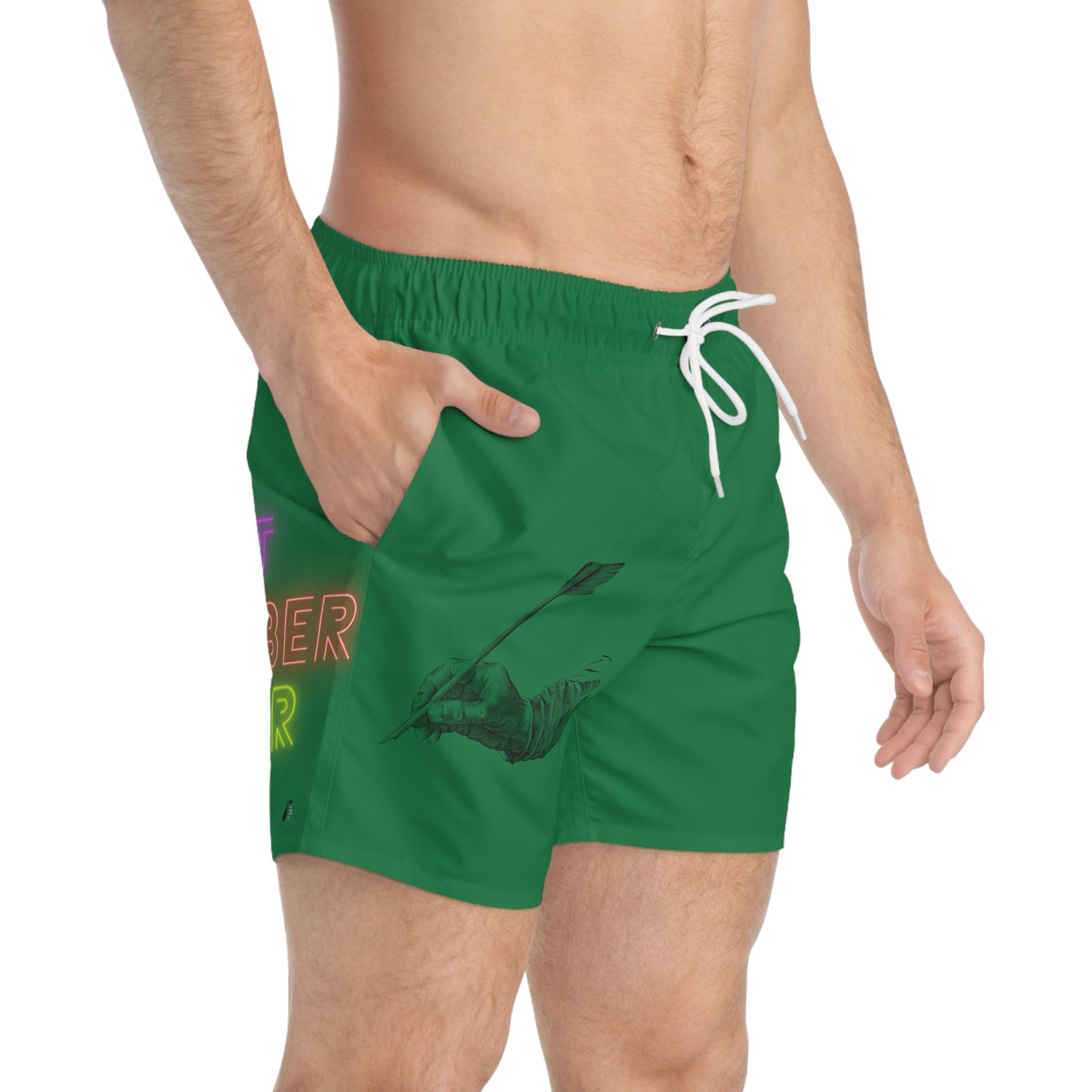 Swim Trunks: Writing Dark Green