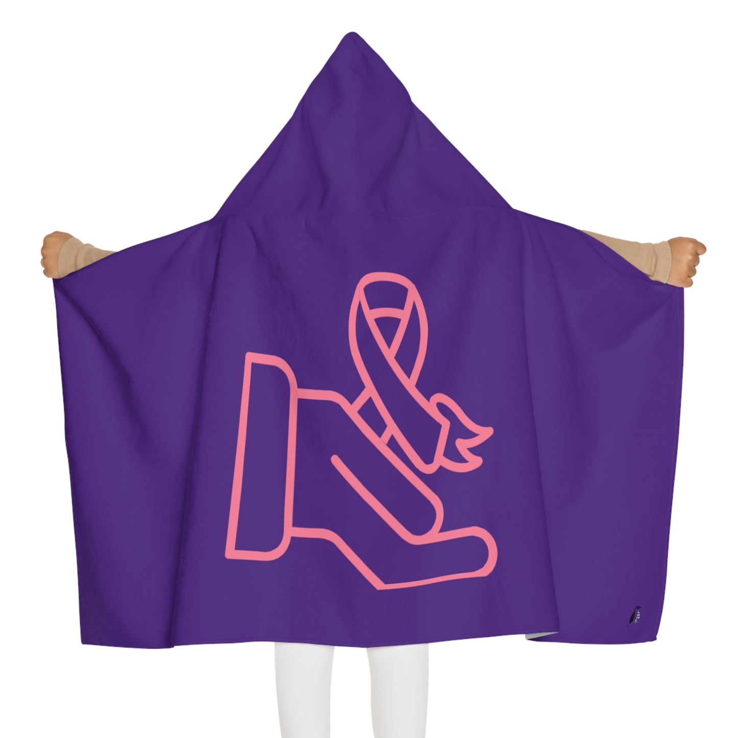 Youth Hooded Towel: Fight Cancer Purple