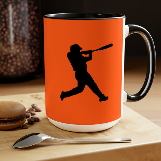 Two-Tone Coffee Mugs, 15oz: Baseball Orange
