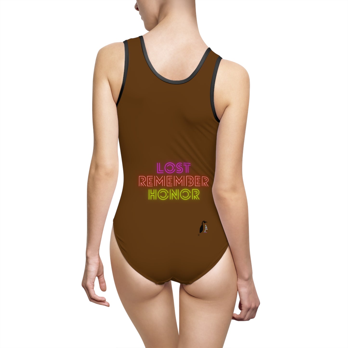 Women's Classic One-Piece Swimsuit: Wrestling Brown