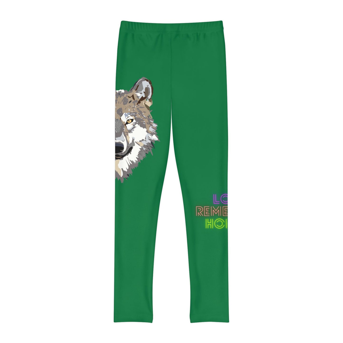 Youth Full-Length Leggings: Wolves Dark Green