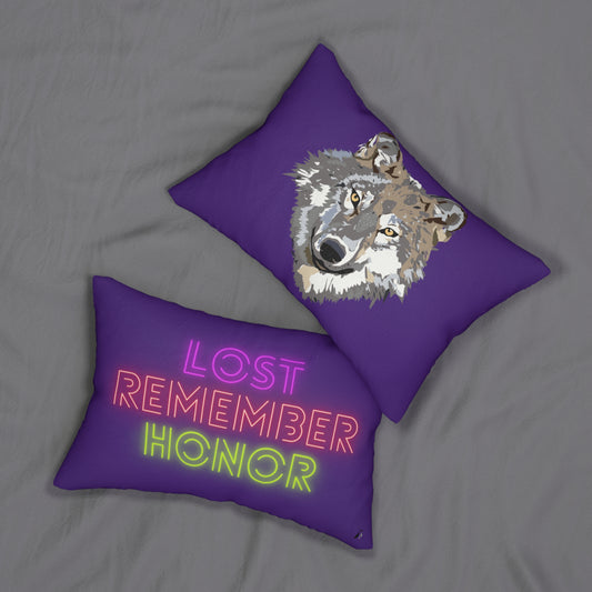 Spun Polyester Lumbar Pillow: Wolves Purple