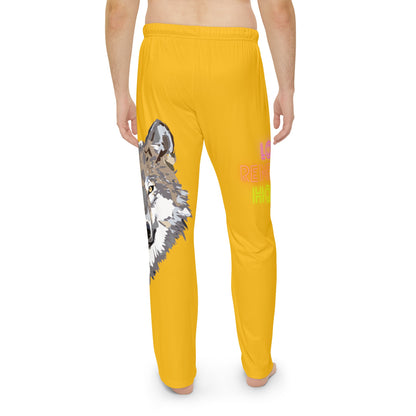 Men's Pajama Pants: Wolves Yellow