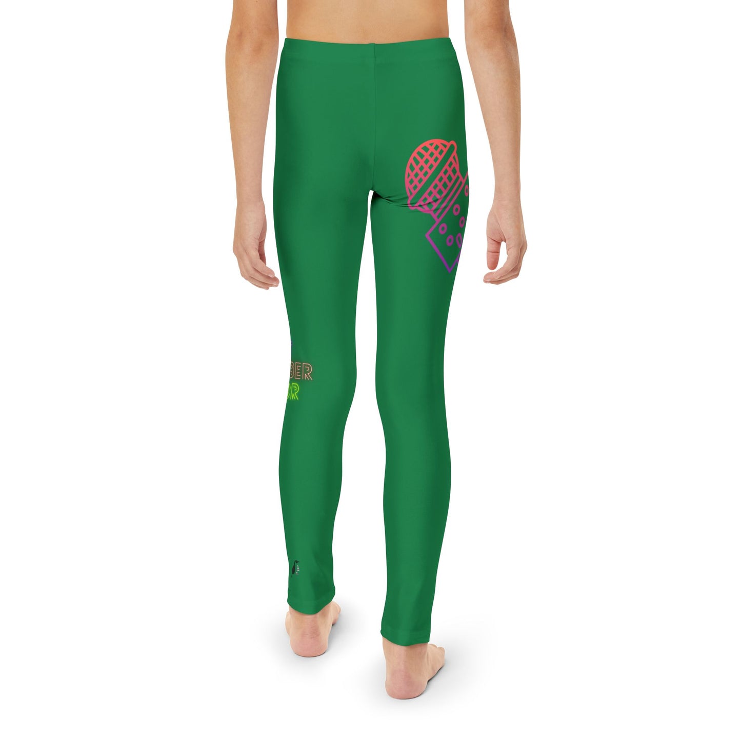 Youth Full-Length Leggings: Music Dark Green