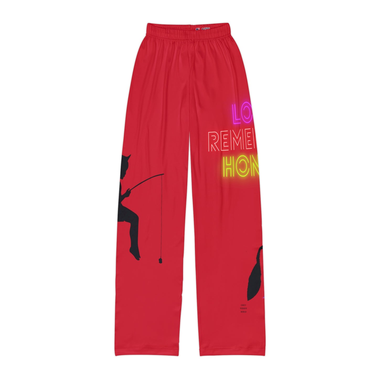 Kids Pajama Pants: Fishing Dark Red