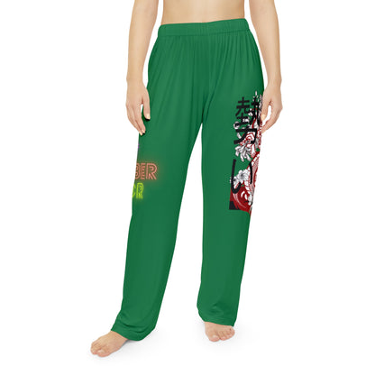 Women's Pajama Pants: Dragons Dark Green