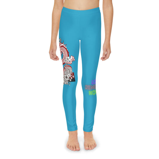 Youth Full-Length Leggings: Dragons Turquoise