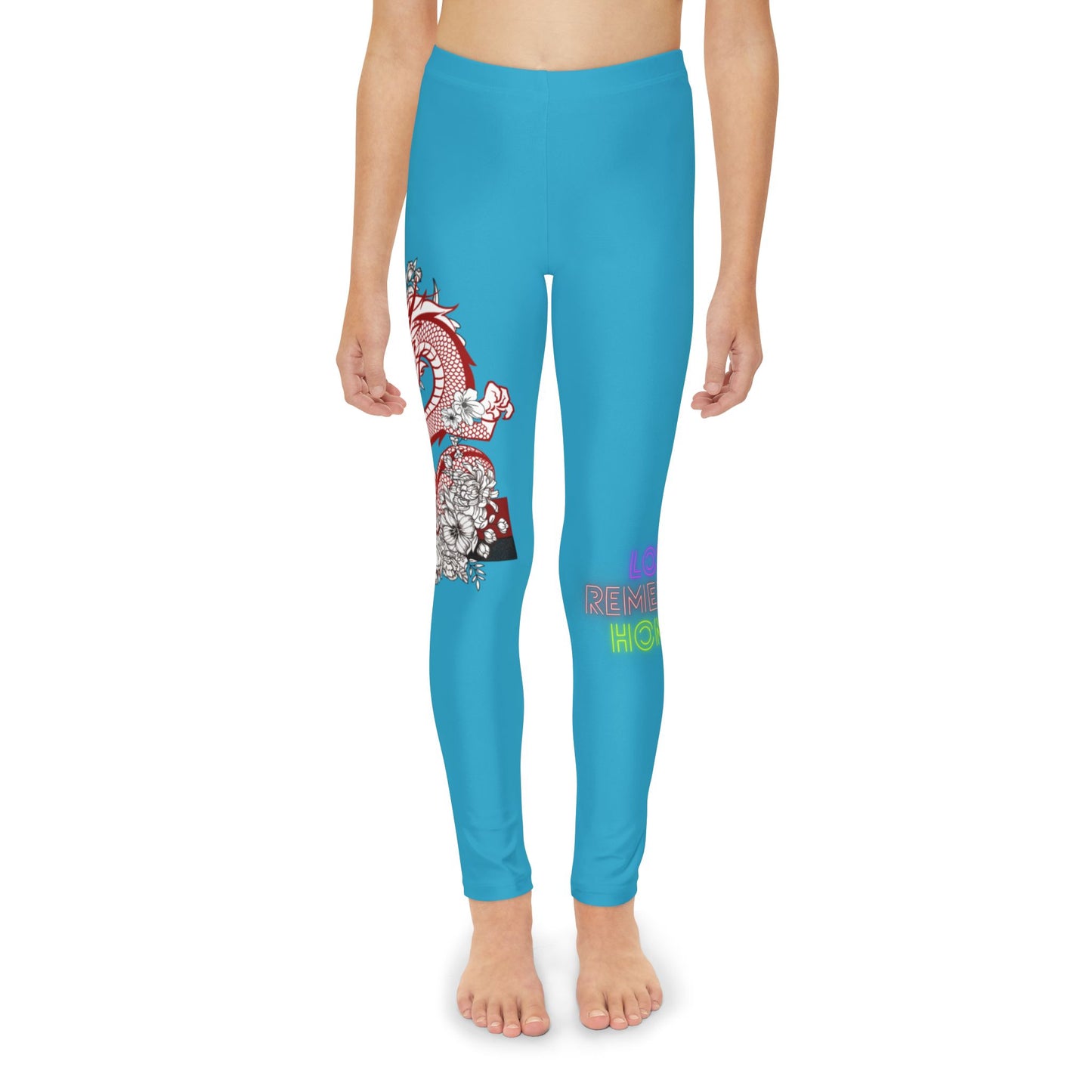 Youth Full-Length Leggings: Dragons Turquoise