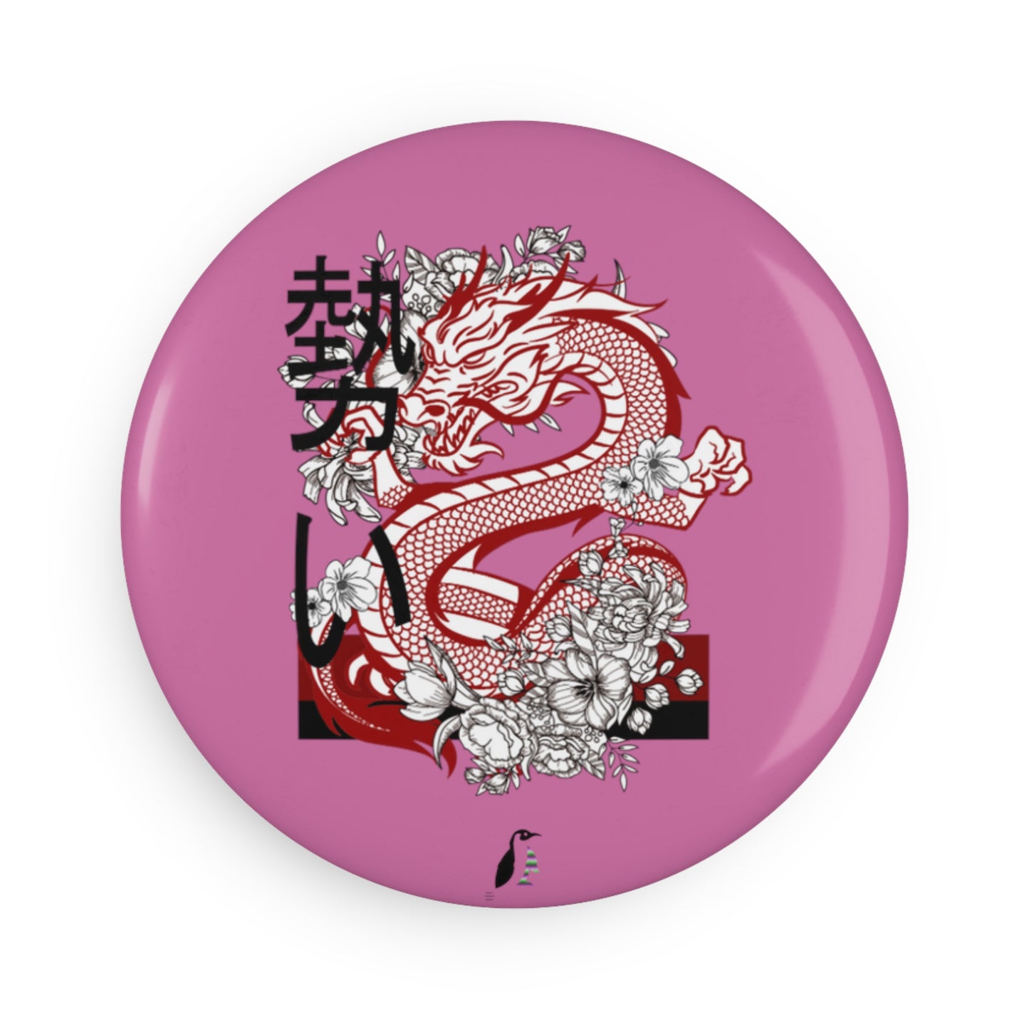 Button Magnet, Round (1 & 10 pcs): Dragons Lite Pink
