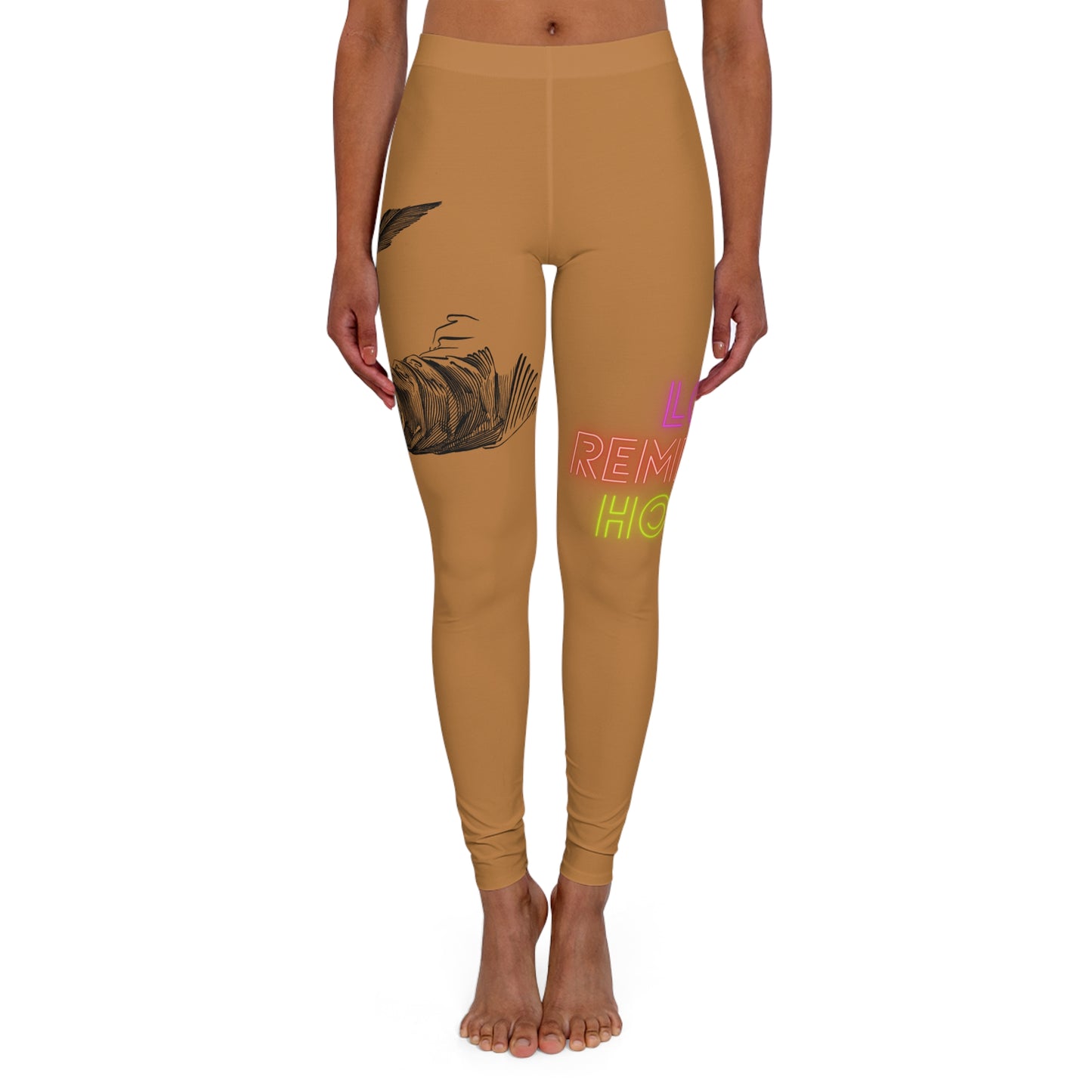 Women's Spandex Leggings: Writing Lite Brown