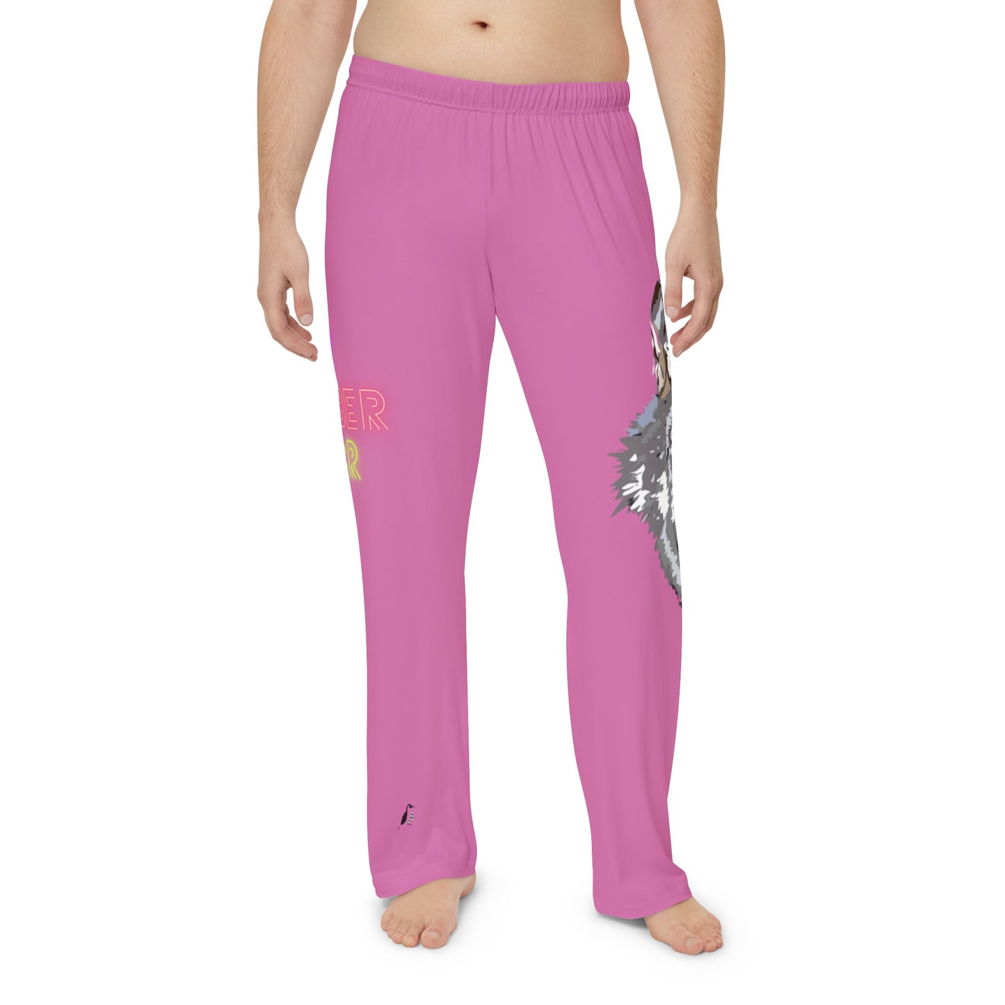 Men's Pajama Pants: Wolves Lite Pink