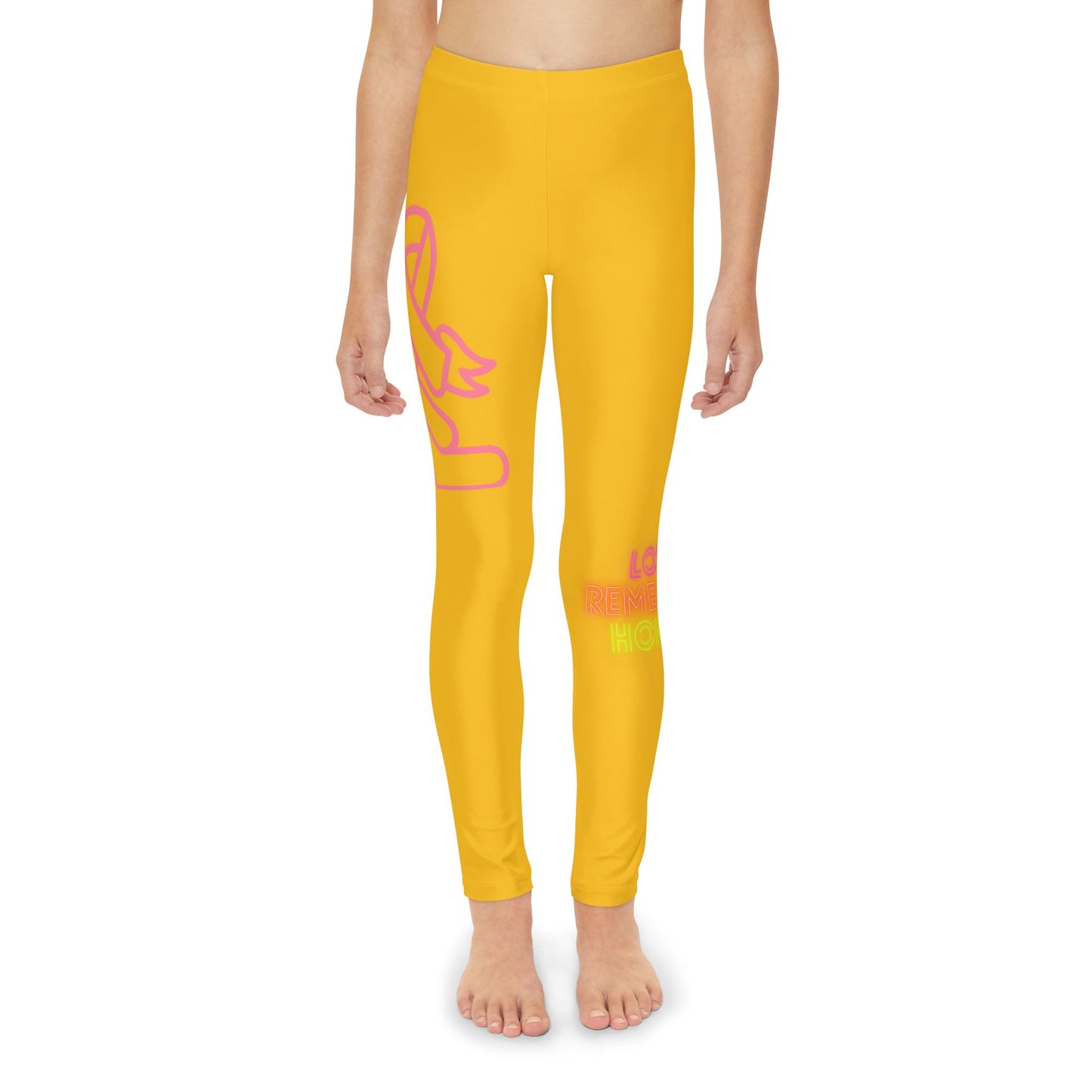 Youth Full-Length Leggings: Fight Cancer Yellow