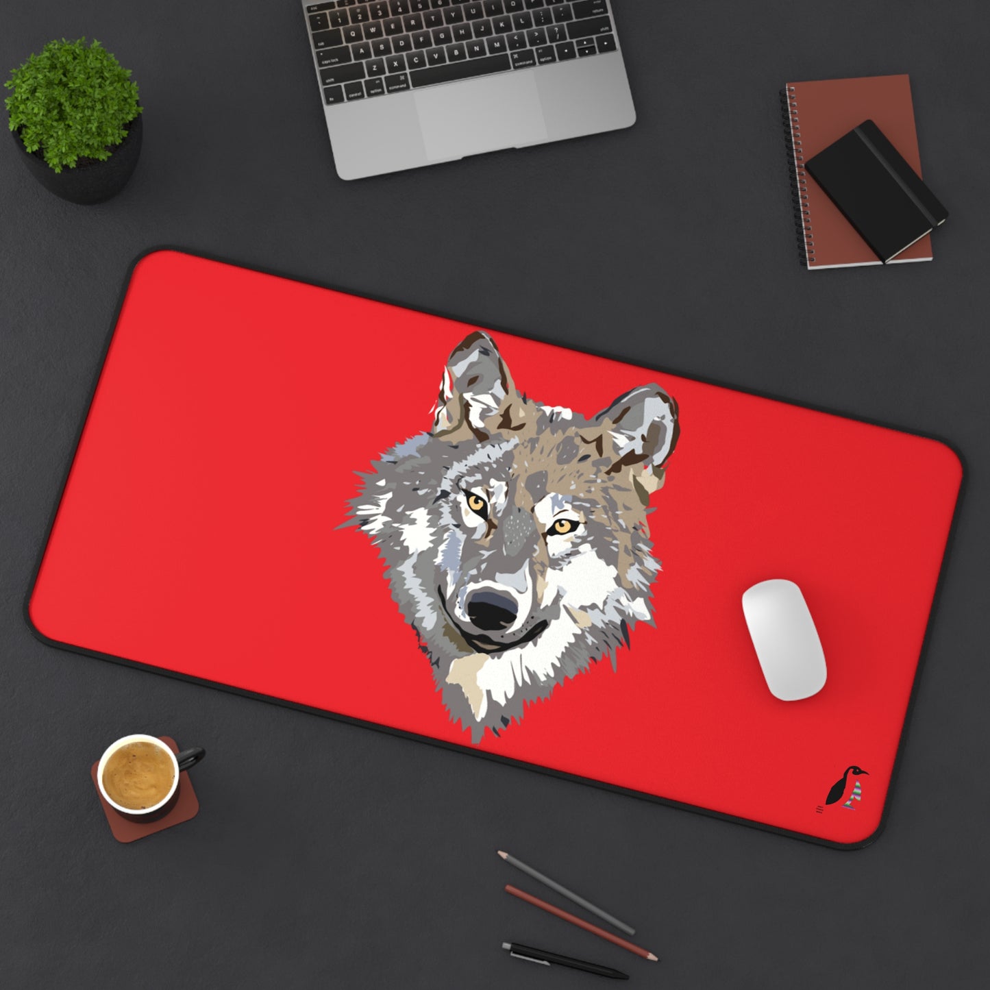 Desk Mat: Wolves Red