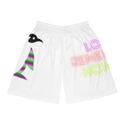 Basketball Shorts: Crazy Penguin World Logo White