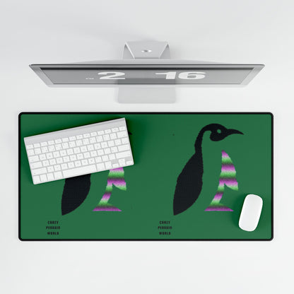 Desk Mats: Crazy Penguin World Logo Dark Green