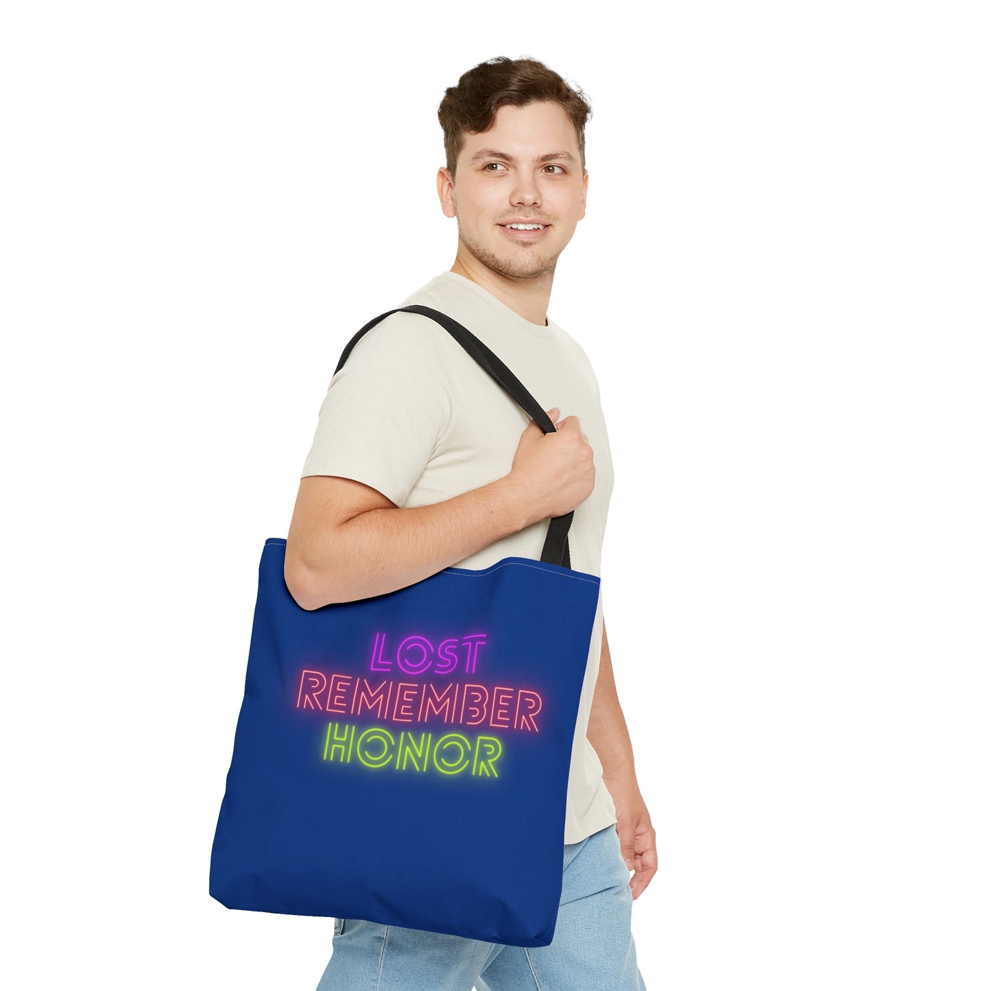 Tote Bag: Lost Remember Honor Dark Blue