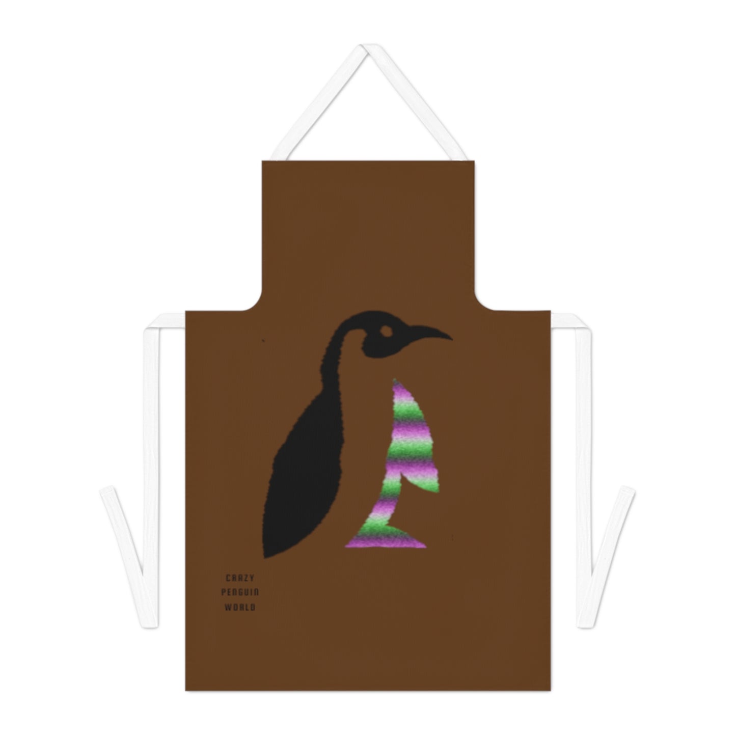 Adult Apron: Crazy Penguin World Logo Brown