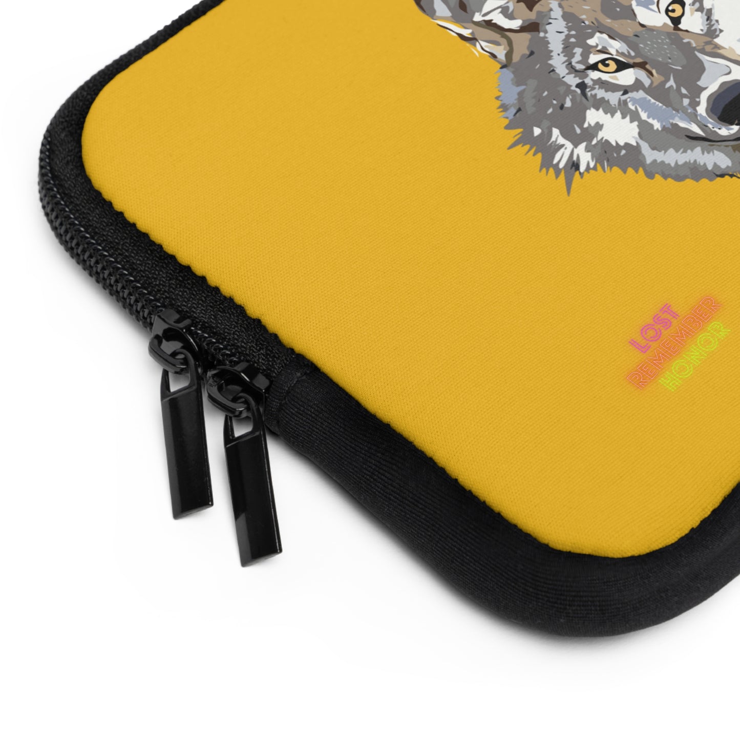 Laptop Sleeve: Wolves Yellow