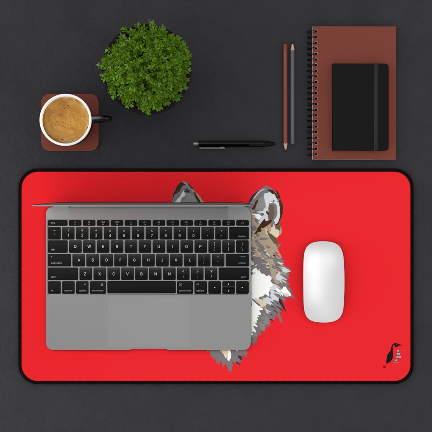 Desk Mat: Wolves Red