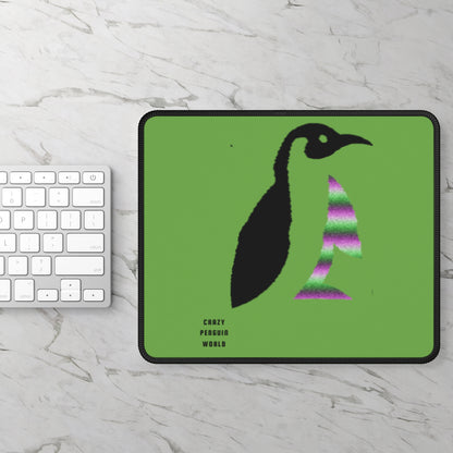 Gaming Mouse Pad: Crazy Penguin World Logo Green