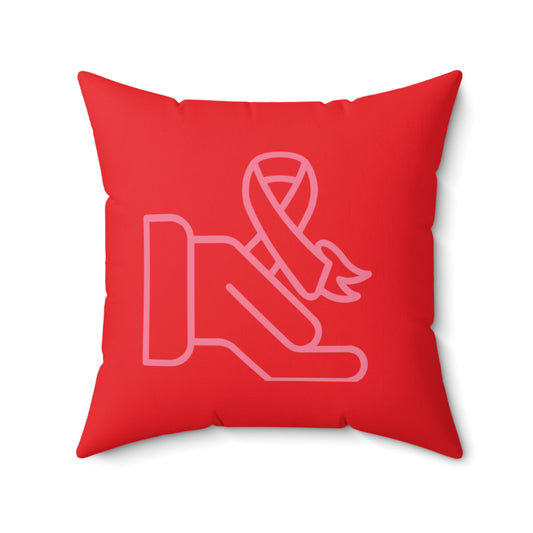 Spun Polyester Square Pillow: Fight Cancer Red